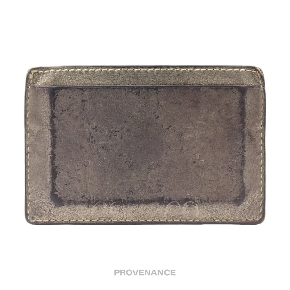 🔴 Gucci Card Holder Wallet - Metallic Bronze Guccissima - Picture 2 of 6
